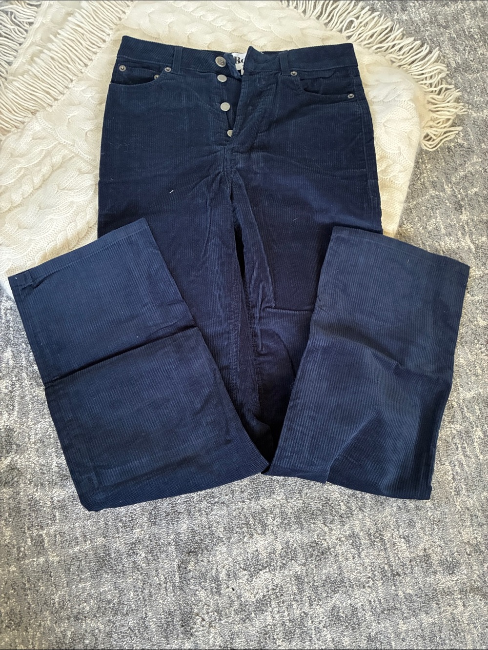 Rouje Navy Blue Corduroy straight Leg Pants